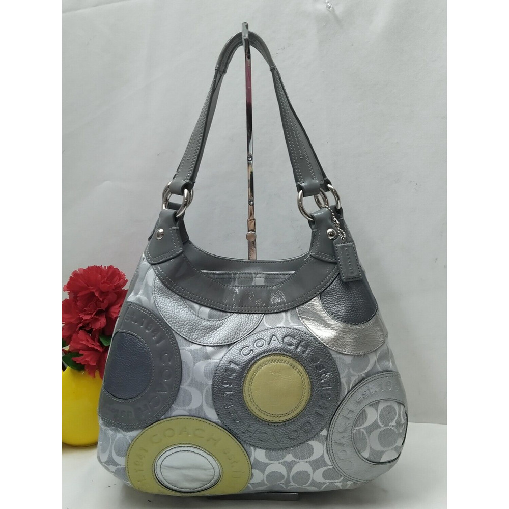 Coach Multicolor Round Patchwork Canvas Leather 3… - image 1